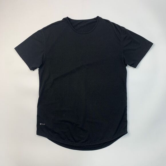BYLT Shirt Men L Large Black Drop Cut Short Sleeve Crew Neck Muscle Athletic Fit - Picture 2 of 12